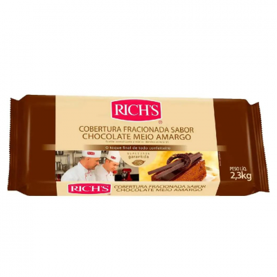 Cobertura Fracionada Sabor Chocolate Meio Amargo Rich's 2,3 kg