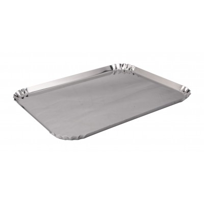 Bandeja em Inox com Canto Crespo 29 x 19 x 2 cm